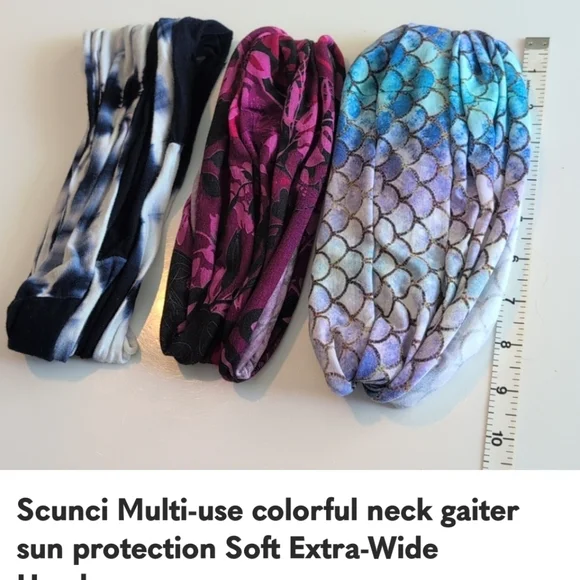 3 scunci hair accessories, Hair Band Neck Gaiter Hair Bands, Surfer - Picture 4 of 12